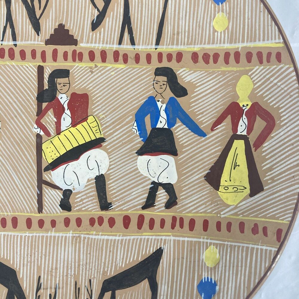 Decorative Plate Hungarian dancers Musician Deer abstract art vintage Decor 8” - Picture 7 of 9